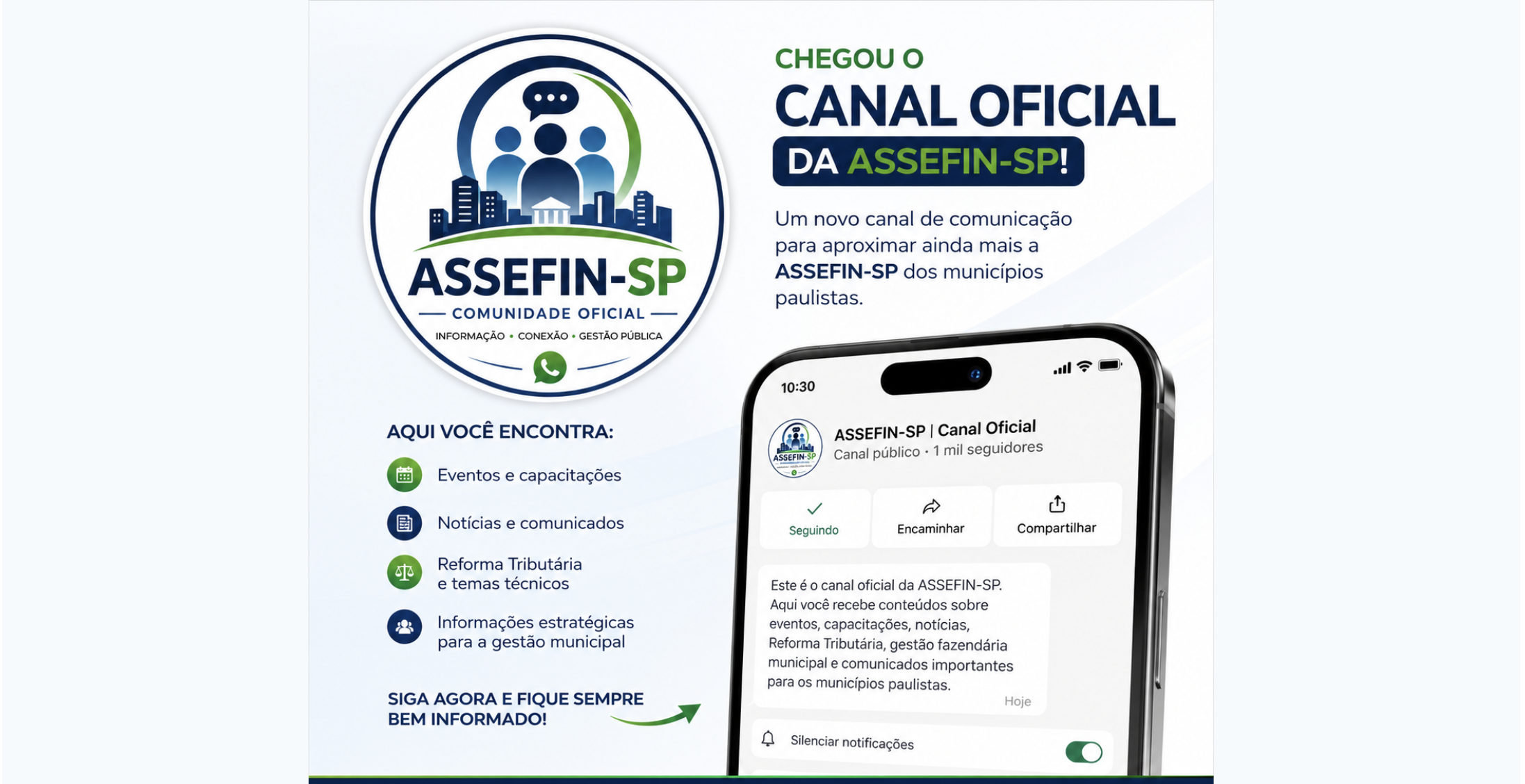 ASSEFIN-SP lança Canal Oficial no WhatsApp
