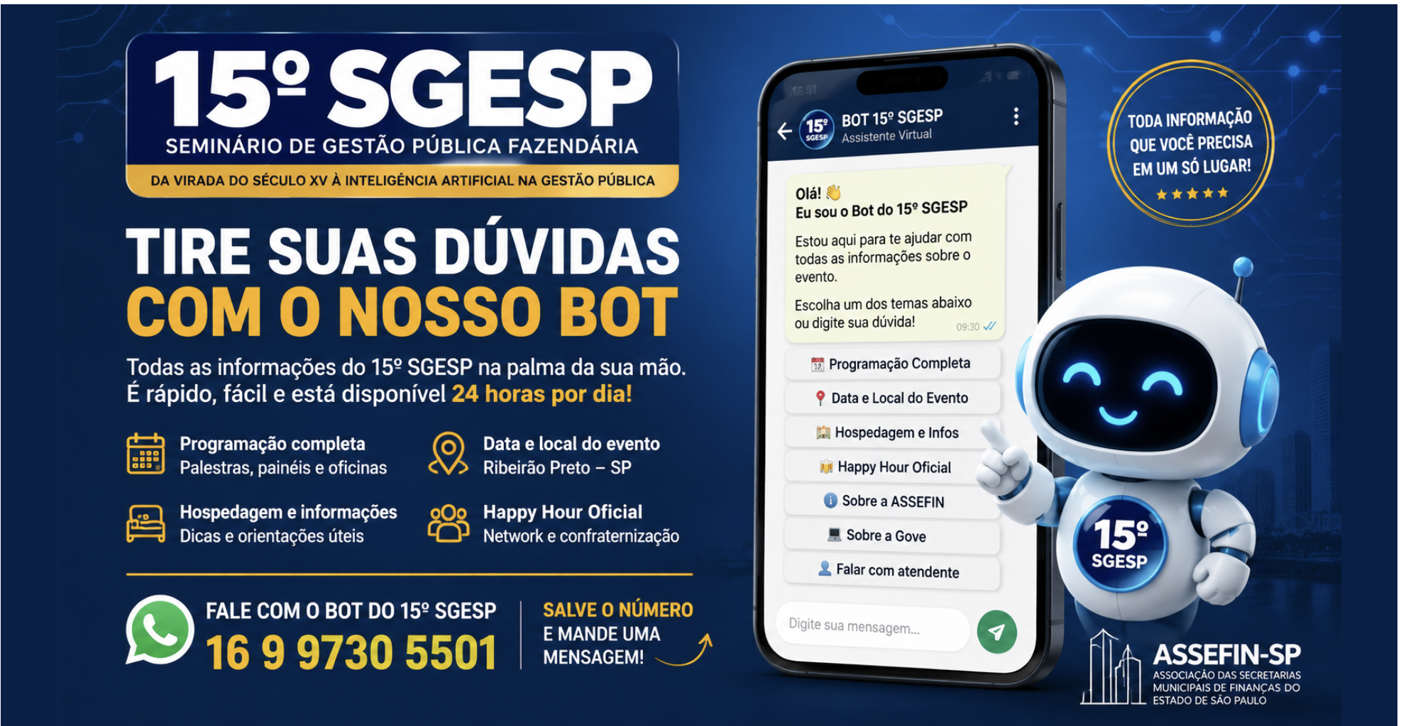 BOT do 15.º SGESP reúne todas as informações do evento em um só lugar